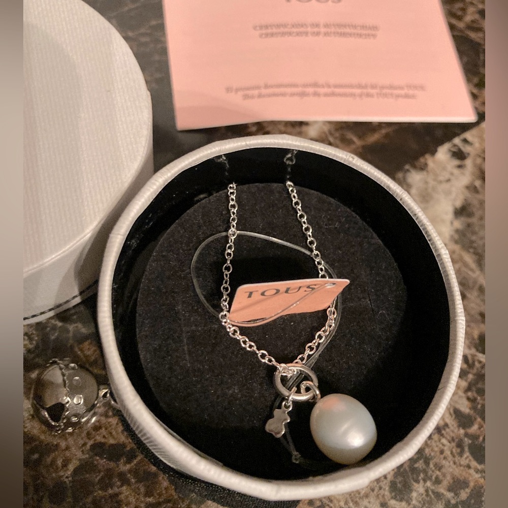 Tous Cultured Pearl with Silver bear charm.